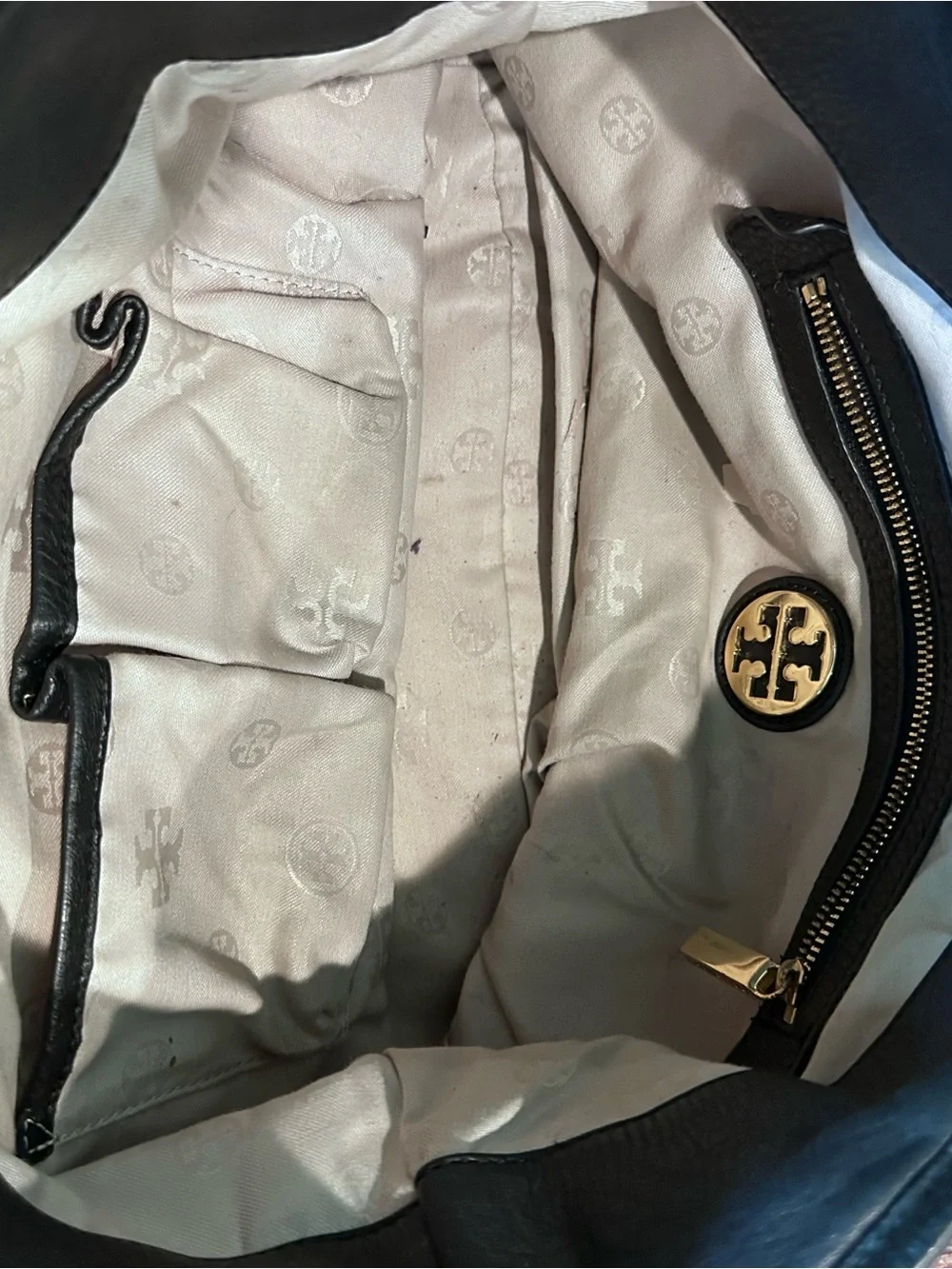 Tory Burch Black Shoulder Bag Pebbled & Dust Bag